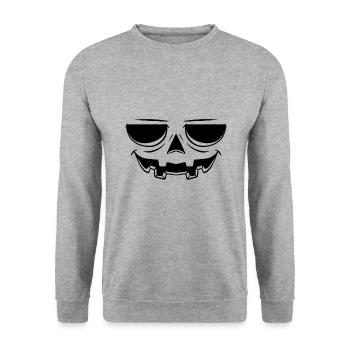 Devil Pumpkin Face Pumpkin Head Halloween - Sweat-shirt Unisexe - gris chiné - Devant - Alina (178cm) & Michal (187cm)