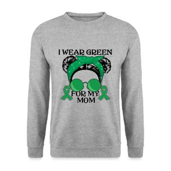 Tragen Sie grün für Mama Nierenerkrankung Bewusstseinsmonat - Unisex Pullover - Weißgrau meliert - Vorne - Alina (178cm) & Michal (187cm)