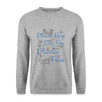 Love Save Seas Protect Oceans Day Quote Earth Day - Unisex Sweatshirt - salt & pepper - Front - Alina (178cm) & Michal (187cm)