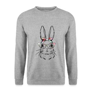 Stylish bunny with glasses for Easter - Unisex Sweatshirt - salt & pepper - Front - Alina (178cm) & Michal (187cm)