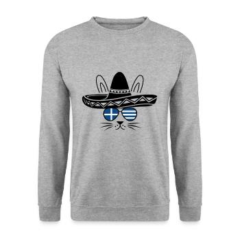 Greek Easter With Sombrero Cat - Unisex Sweatshirt - salt & pepper - Front - Alina (178cm) & Michal (187cm)