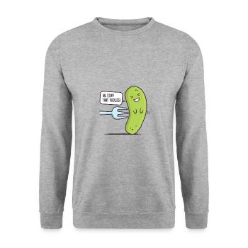 Arrêter! Que Cornichons - Sweat-shirt Unisexe - gris chiné - Devant - Alina (178cm) & Michal (187cm)