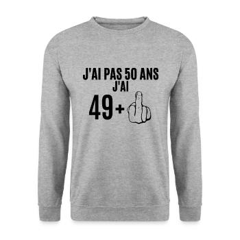 J'ai pas 50 ans j'ai 49+ Cadeau anniversaire drôle - Sweat-shirt Unisexe - gris chiné - Devant - Alina (178cm) & Michal (187cm)