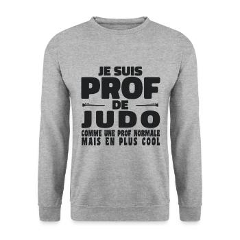 Je suis Prof de Judo Comme Une Prof Normale - Sweat-shirt Unisexe - gris chiné - Devant - Alina (178cm) & Michal (187cm)