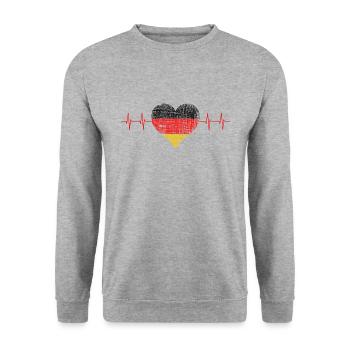 Deutschland - Unisex Pullover - Weißgrau meliert - Vorne - Alina (178cm) & Michal (187cm)