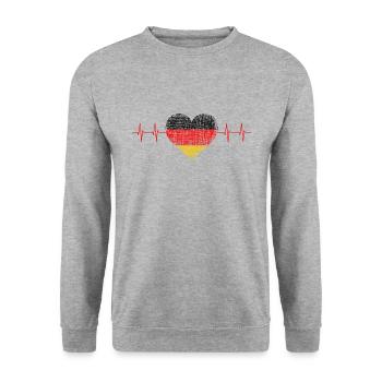 Deutschland Germany - Unisex Pullover - Weißgrau meliert - Vorne - Alina (178cm) & Michal (187cm)