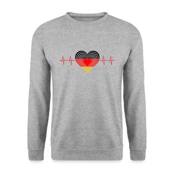 Deutschland - Unisex Pullover - Weißgrau meliert - Vorne - Alina (178cm) & Michal (187cm)