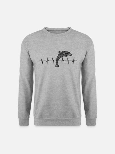 Delfin Dolphin - Unisex Pullover - Weißgrau meliert