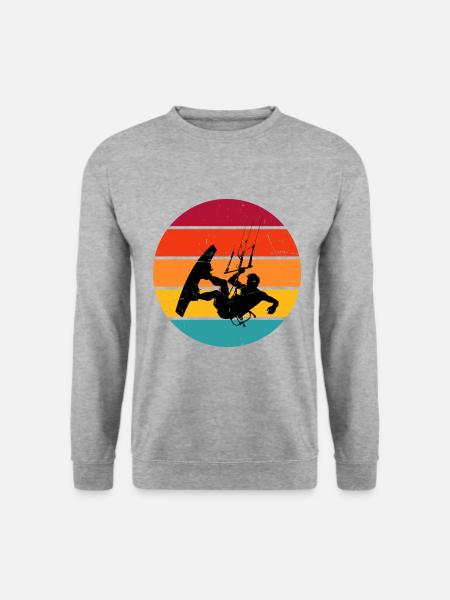 Herren Kitesurf Kite Kitesurfen Damen Kitesurfing - Unisex Pullover - Weißgrau meliert