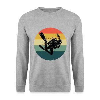 Free Dive Herren Scuba Diver Damen Diver - Unisex Pullover - Weißgrau meliert - Vorne - Alina (178cm) & Michal (187cm)