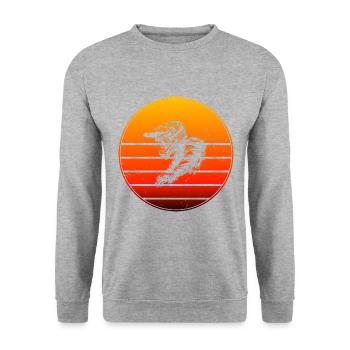 Damen MTB Radfahren Herren Radfahrer Mountainbiker - Unisex Pullover - Weißgrau meliert - Vorne - Alina (178cm) & Michal (187cm)