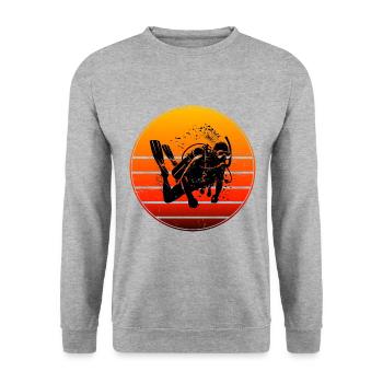 Herren Damen Tauchen Diver Diving Free Dive - Unisex Pullover - Weißgrau meliert - Vorne - Alina (178cm) & Michal (187cm)