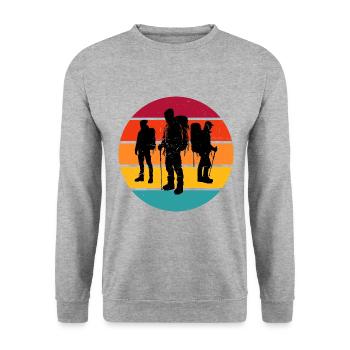 Klettern Climber Damen Herren Bouldern Kletterer - Unisex Pullover - Weißgrau meliert - Vorne - Alina (178cm) & Michal (187cm)