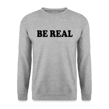 Be real - Unisex Pullover - Weißgrau meliert - Vorne - Alina (178cm) & Michal (187cm)