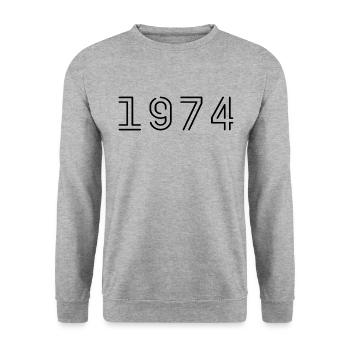 1974 Retro 1974 Cadeau 1974 Vintage 1974 - Sweat-shirt Unisexe - gris chiné - Devant - Alina (178cm) & Michal (187cm)
