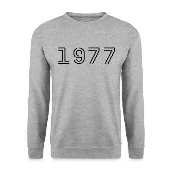 1977 Retro 1977 Geschenk 1977 Jahrgang 1977 - Unisex Pullover - Weißgrau meliert - Vorne - Alina (178cm) & Michal (187cm)
