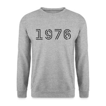 1976 Retro 1976 Geschenk 1976 Jahrgang 1976 - Unisex Pullover - Weißgrau meliert - Vorne - Alina (178cm) & Michal (187cm)