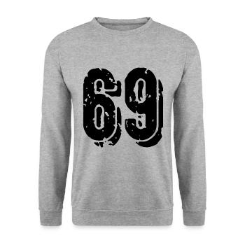 69 Zahl Trikot - Unisex Pullover - Weißgrau meliert - Vorne - Alina (178cm) & Michal (187cm)