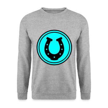 Hufeisen Icon - Unisex Pullover - Weißgrau meliert - Vorne - Alina (178cm) & Michal (187cm)