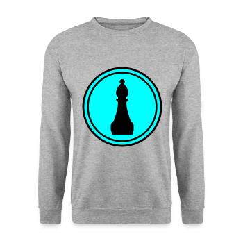 Schachfigur symbol - Unisex Pullover - Weißgrau meliert - Vorne - Alina (178cm) & Michal (187cm)