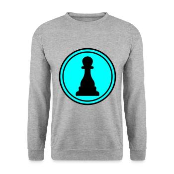 Läufer Bauer Schachfigur - Unisex Pullover - Weißgrau meliert - Vorne - Alina (178cm) & Michal (187cm)