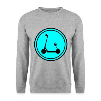 E-roller Icon - Unisex Pullover - Weißgrau meliert - Vorne - Alina (178cm) & Michal (187cm)