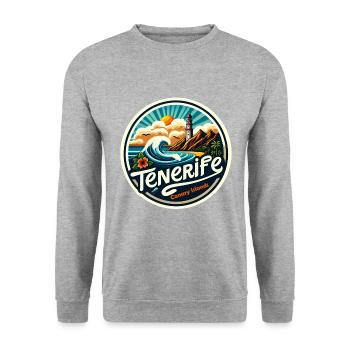 Teneriffa - Kanarische Inseln - Unisex Pullover - Weißgrau meliert - Vorne - Alina (178cm) & Michal (187cm)