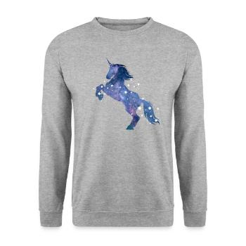 Cadeau de licorne avec étoiles espace extra-atmosphérique - Sweat-shirt Unisexe - gris chiné - Devant - Alina (178cm) & Michal (187cm)