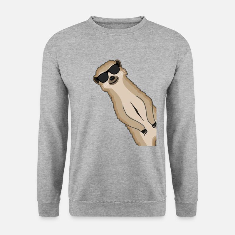 Erdmännchen Sonnenbrille Lustig Geschenk tiere - Unisex Pullover - Weißgrau meliert