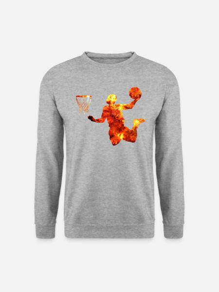 Basketball Dunking Geschenk Basketballspieler - Unisex Pullover - Weißgrau meliert