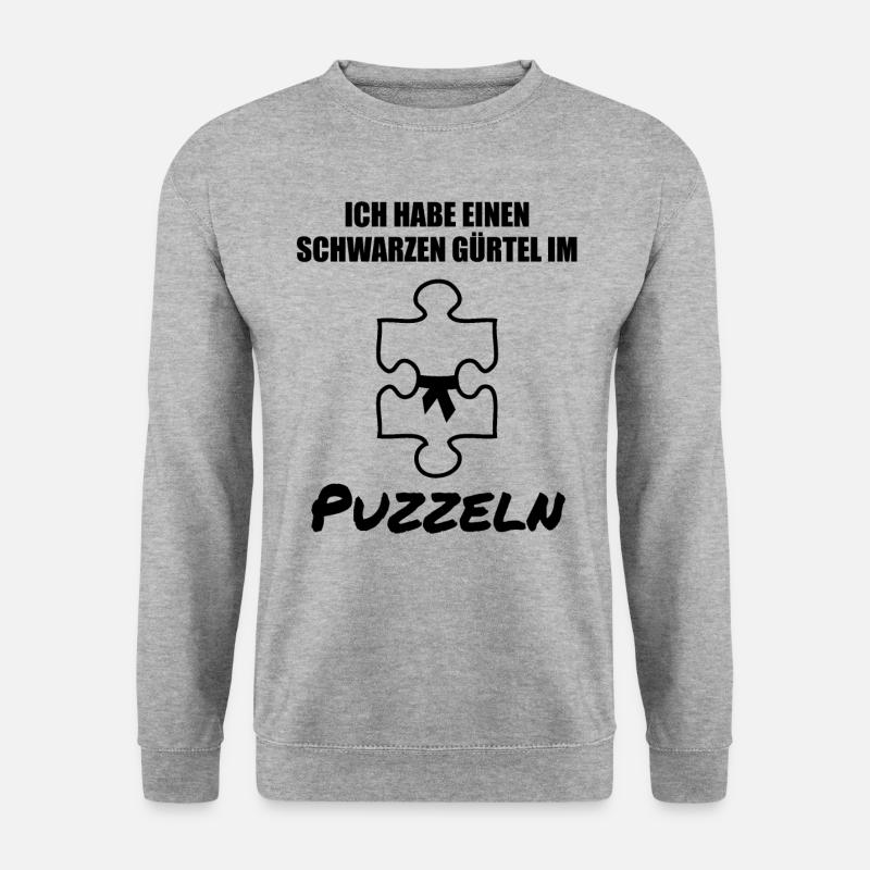 Puzzle Puzzlespiele Liebhaber Spruch Geschenk - Unisex Pullover - Weißgrau meliert