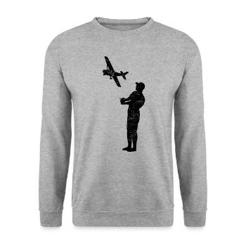 Model flight model builder airplane gift - Unisex Sweatshirt - salt & pepper - Front - Alina (178cm) & Michal (187cm)
