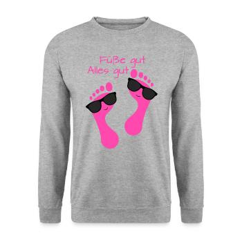 Fußpflege Pediküre Podologe Nagelstudio Geschenk - Unisex Pullover - Weißgrau meliert - Vorne - Alina (178cm) & Michal (187cm)