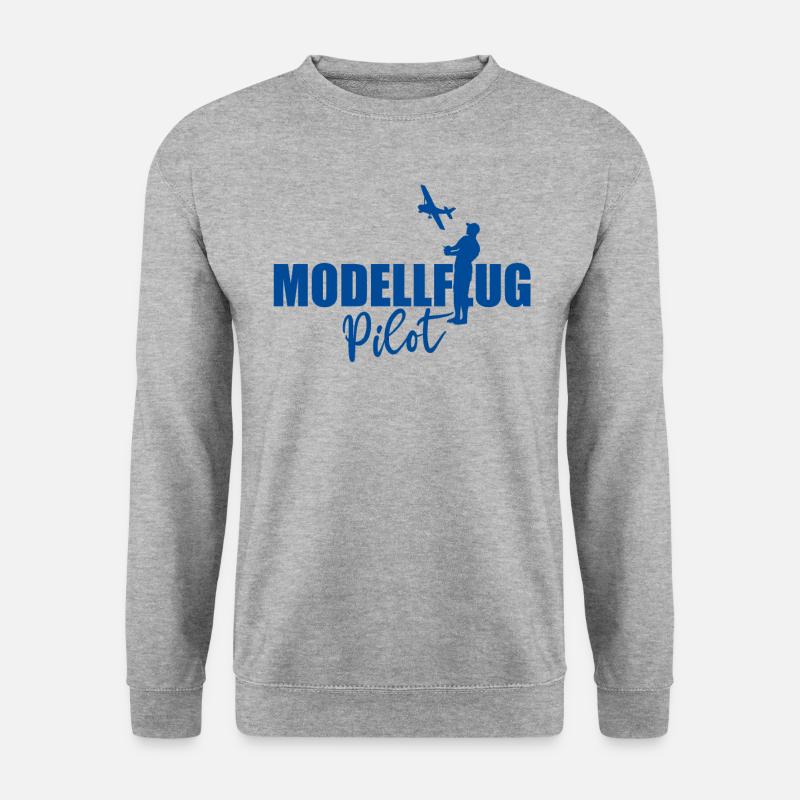 Modellflug Pilot Modellbauer Flugzeug Geschenk - Unisex Pullover - Weißgrau meliert
