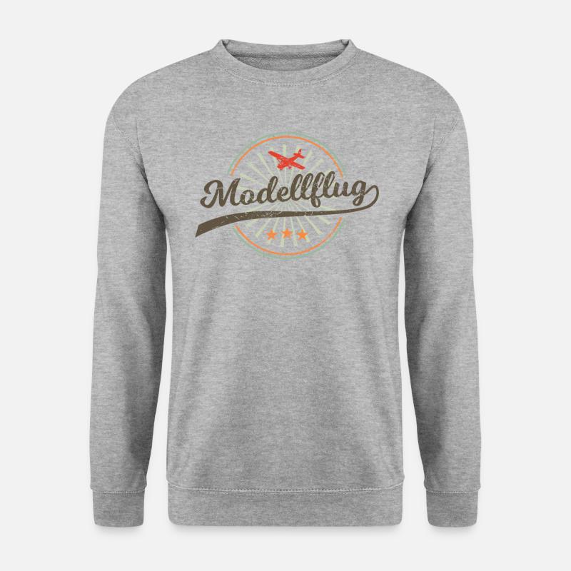 Modellflug Modellbauer Flugzeug Geschenk Retro - Unisex Pullover - Weißgrau meliert