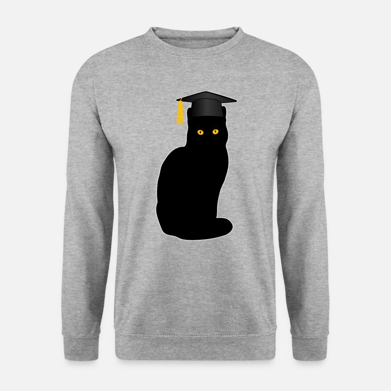 Bachelor Master Studium Abschluss Lustige Katze - Unisex Pullover - Weißgrau meliert