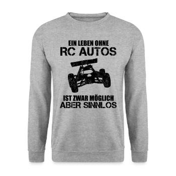 RC Auto Car Modellauto Modellbau Lustiger Spruch - Unisex Pullover - Weißgrau meliert - Vorne - Alina (178cm) & Michal (187cm)