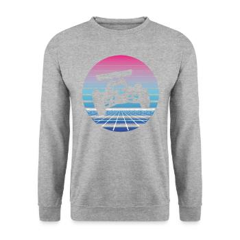 RC Auto Car Modellauto Modellbau Vaporwave - Unisex Pullover - Weißgrau meliert - Vorne - Alina (178cm) & Michal (187cm)