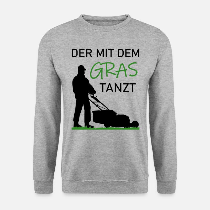 Rasenmähen Lustiger Spruch Rasen Gras Geschenk - Unisex Pullover - Weißgrau meliert