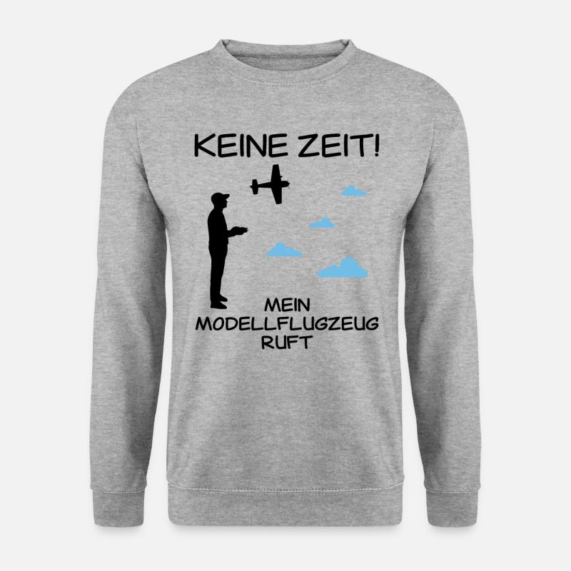 RC Flugzeug Lustiger Spruch Modellflug Geschenk - Unisex Pullover - Weißgrau meliert