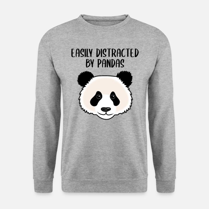 Panda Geschenk Damen Herren Kinder Lustiger Spruch - Unisex Pullover - Weißgrau meliert