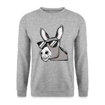 Donkey with Sunglasses Hausel Farm Animals Gift - Unisex Sweatshirt - salt & pepper - Front - Alina (178cm) & Michal (187cm)