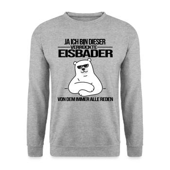 winterbader kälteresistent eisbader eischwimmer -C - Unisex Pullover - Weißgrau meliert - Vorne - Alina (178cm) & Michal (187cm)