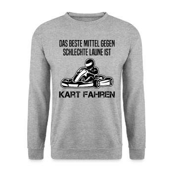 Kart Gokart Kartsport Kartfahrer Spruch Geschenk - Unisex Pullover - Weißgrau meliert - Vorne - Alina (178cm) & Michal (187cm)