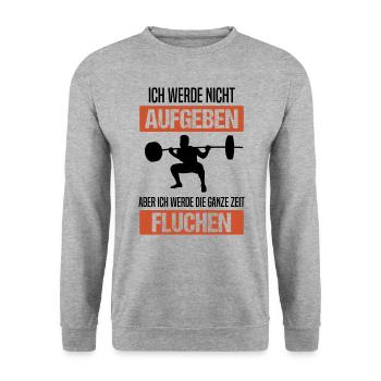 Bodybuilding Kraftsport Kniebeugen Spruch Geschenk - Unisex Pullover - Weißgrau meliert - Vorne - Alina (178cm) & Michal (187cm)