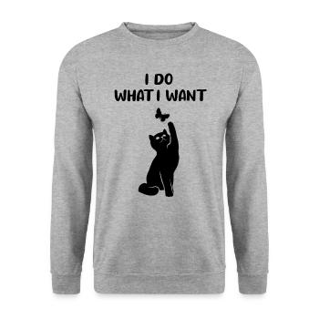 Chat et papillon Drôle de dicton Cadeau - Sweat-shirt Unisexe - gris chiné - Devant - Alina (178cm) & Michal (187cm)
