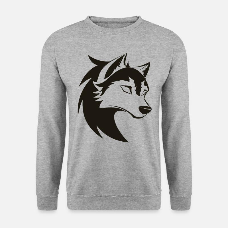 Icône stylisée Cool Wolf Head - Sweat-shirt Unisexe - gris chiné