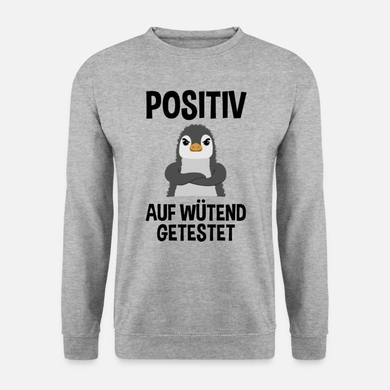 Wütender Pinguin Lustiger Spruch Geschenk - Unisex Pullover - Weißgrau meliert