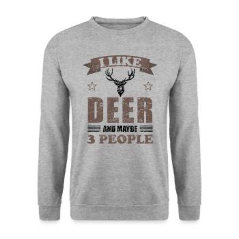 Deer Deer Animal Lover Funny Saying Gift - Unisex Sweatshirt - salt & pepper - Front - Alina (178cm) & Michal (187cm)