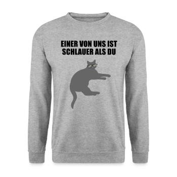 Freche Schlaue Nerd Katze Lustiger Spruch Geschenk - Unisex Pullover - Weißgrau meliert - Vorne - Alina (178cm) & Michal (187cm)